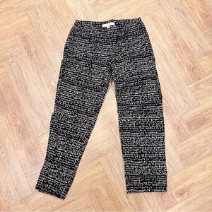 Ann Taylor Loft Marisa Pants Womens 0 Black & Beige Herringbone Cropped Trousers